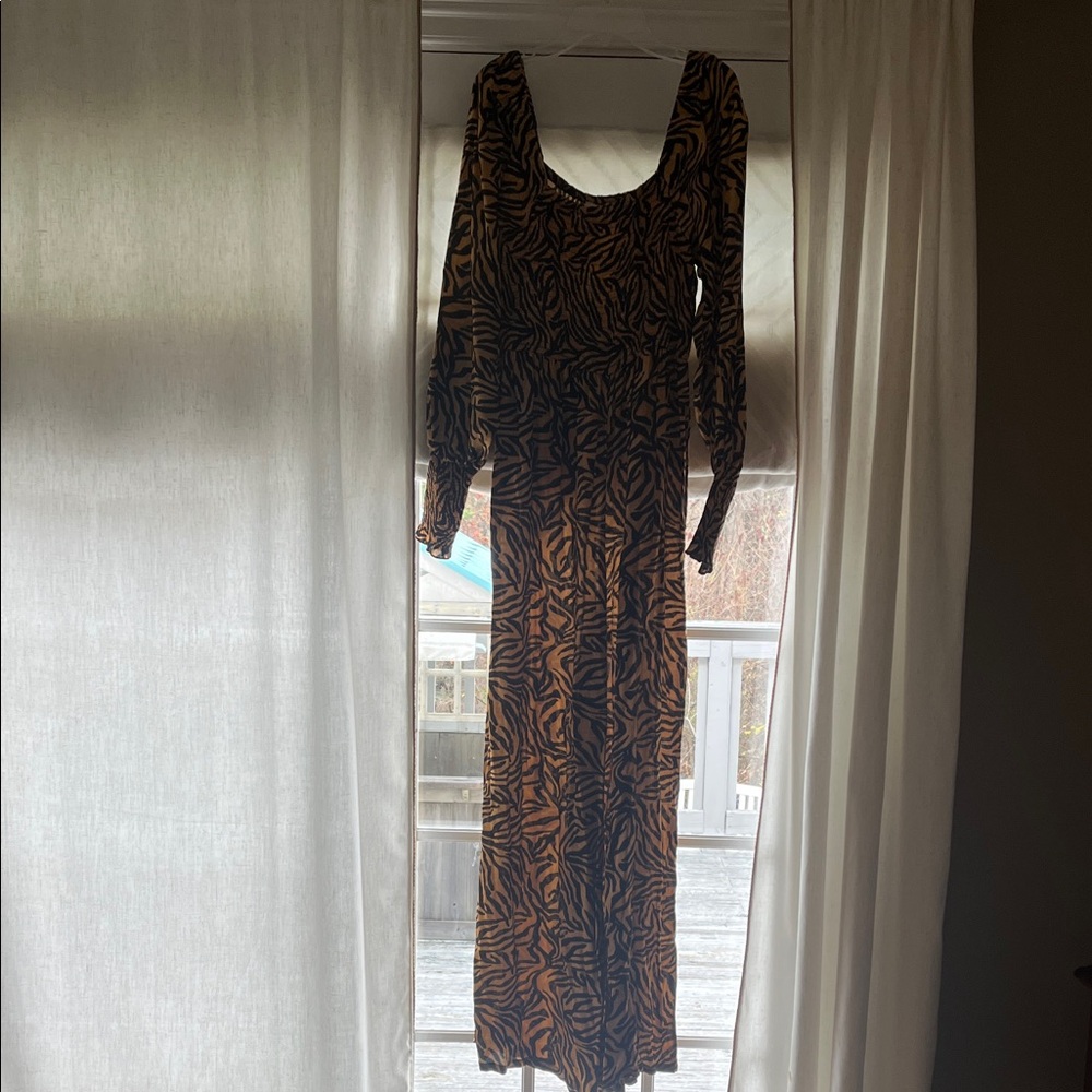Anthropologie Black and Tan Long Sleeve Dress
